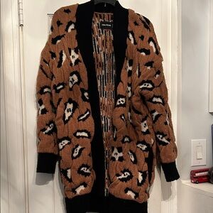 Zadig & Voltaire Brown and Black Leopard  chunky Cardigan